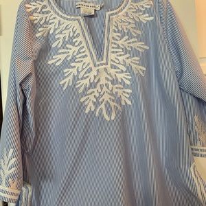 Embroidered Pin-Striped Tunic by Gretchen Scott